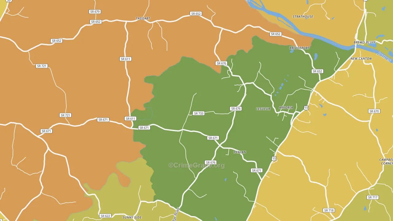 23004, VA Map of Vehicle Theft Rates