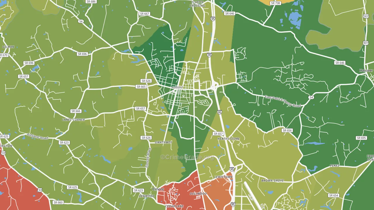 23005, VA Map of Vehicle Theft Rates