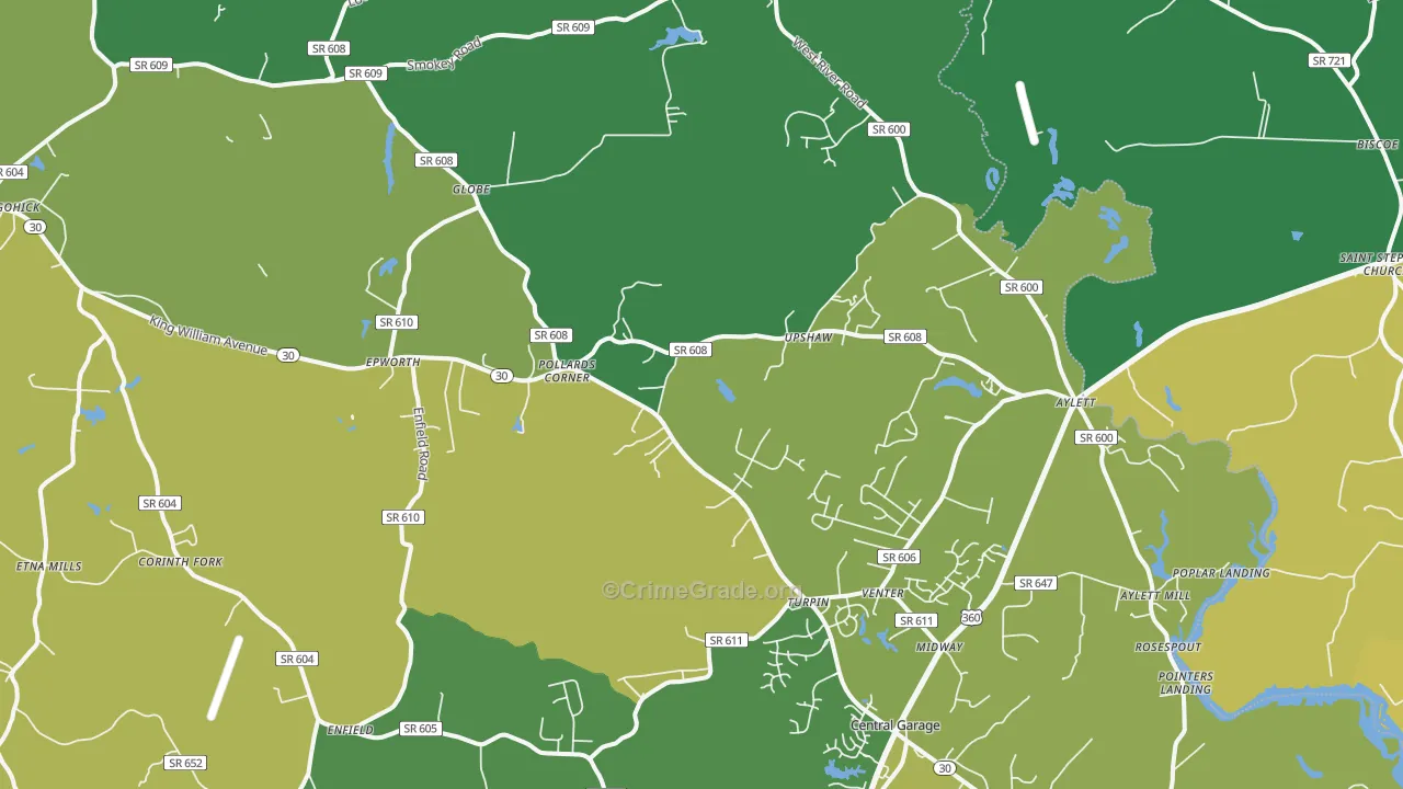 23009, VA Map of Vehicle Theft Rates