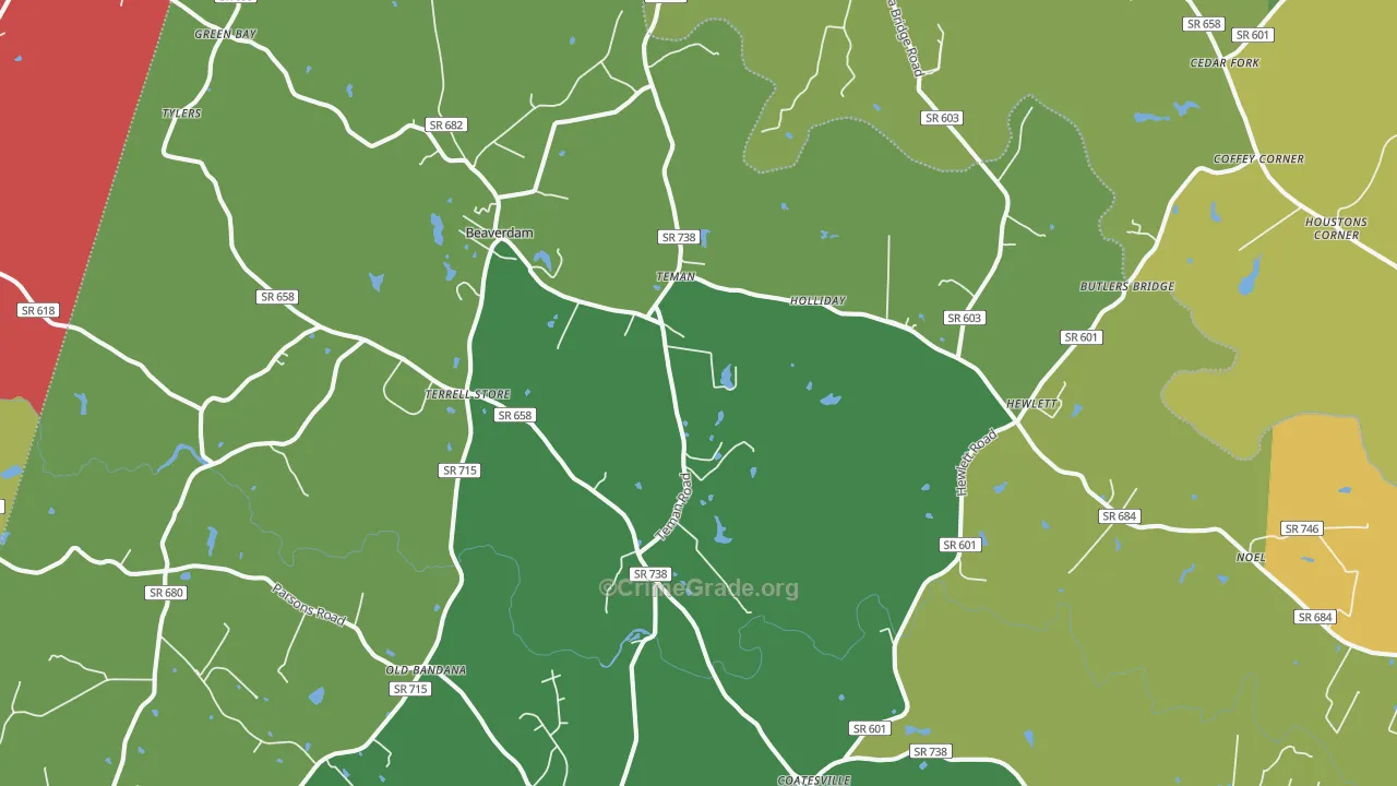 23015, VA Map of Vehicle Theft Rates