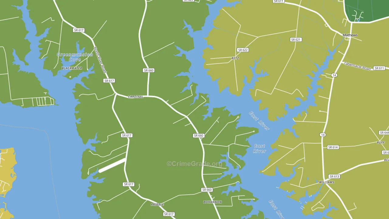23025, VA Map of Vehicle Theft Rates