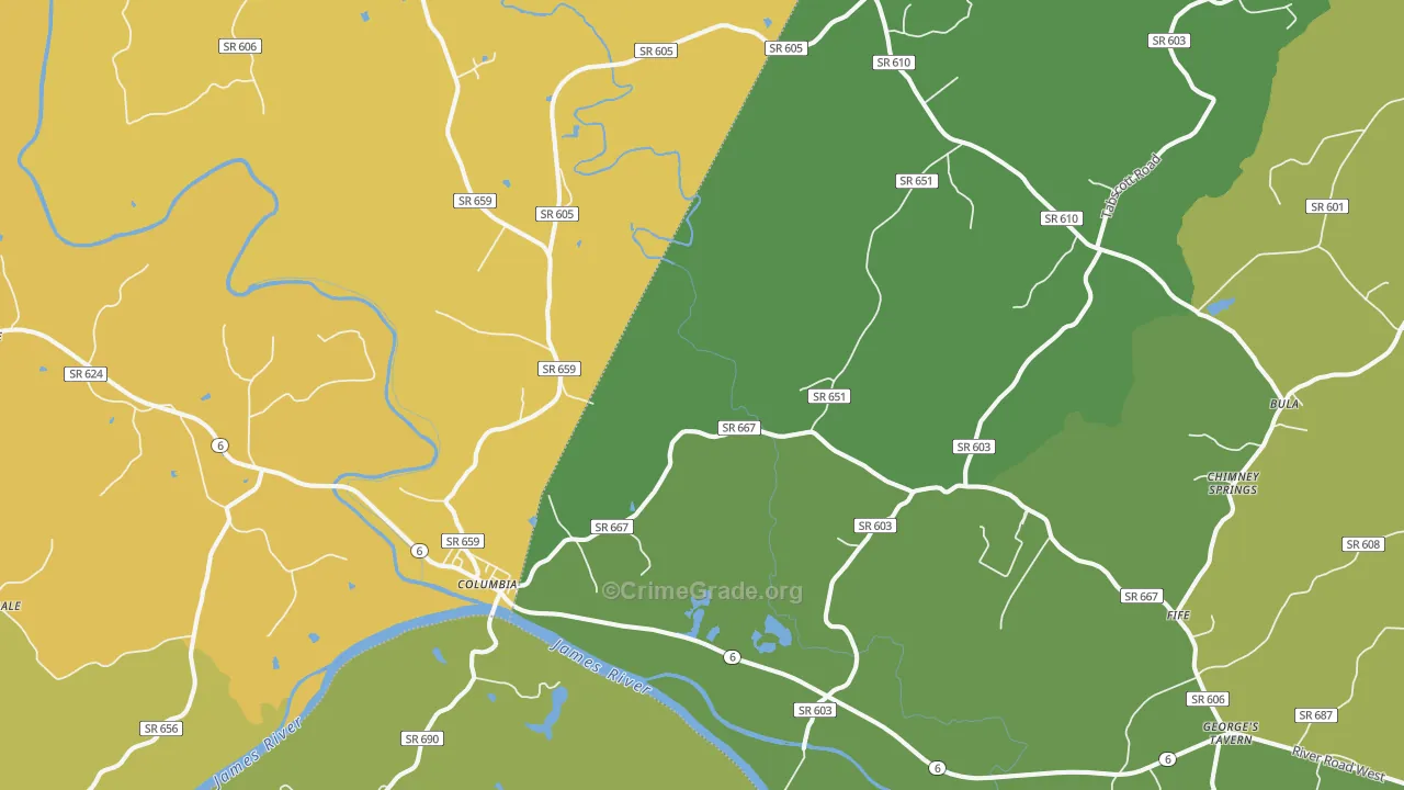 23038, VA Map of Vehicle Theft Rates