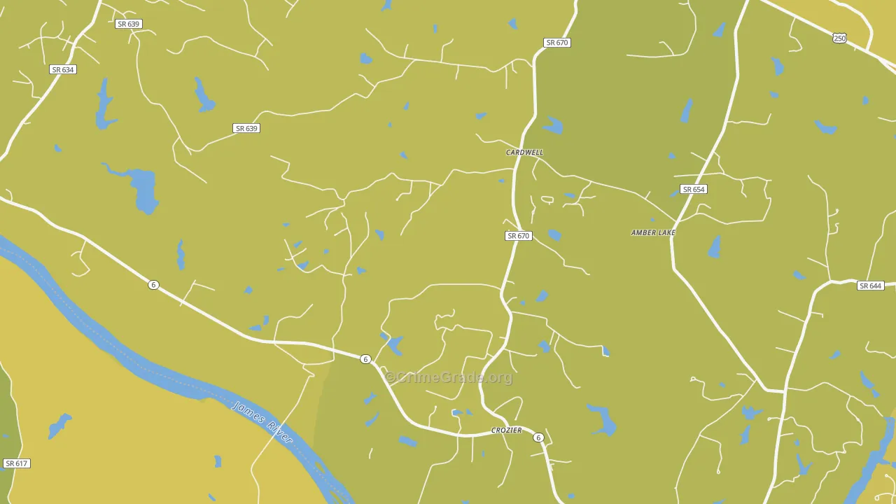 23039, VA Map of Vehicle Theft Rates