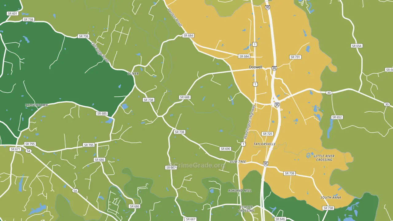 23047, VA Map of Vehicle Theft Rates