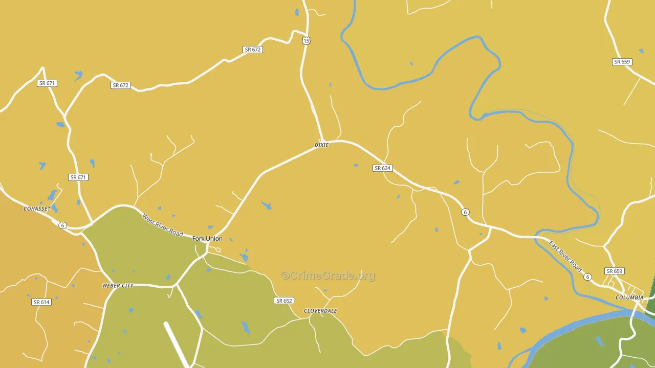23055, VA Map of Vehicle Theft Rates