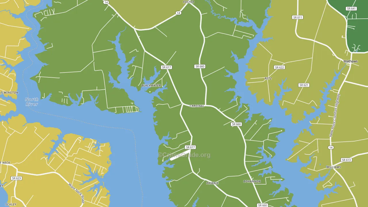 23056, VA Map of Vehicle Theft Rates
