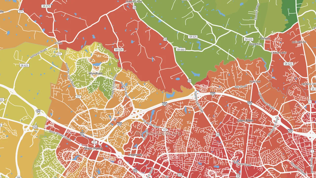 23059, VA Map of Vehicle Theft Rates