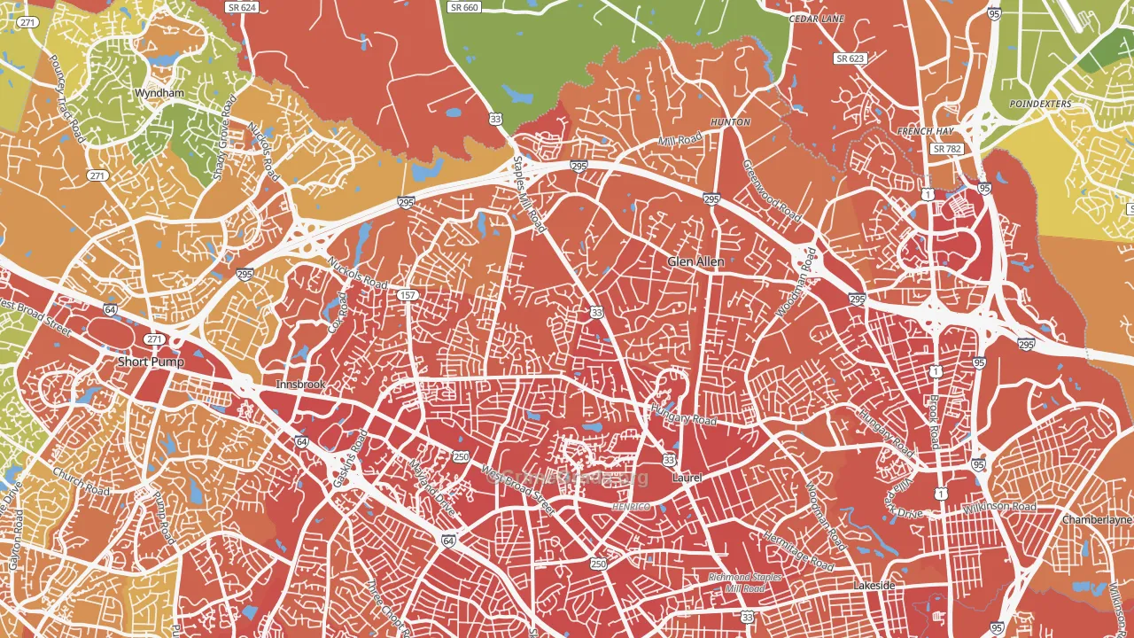 23060, VA Map of Vehicle Theft Rates