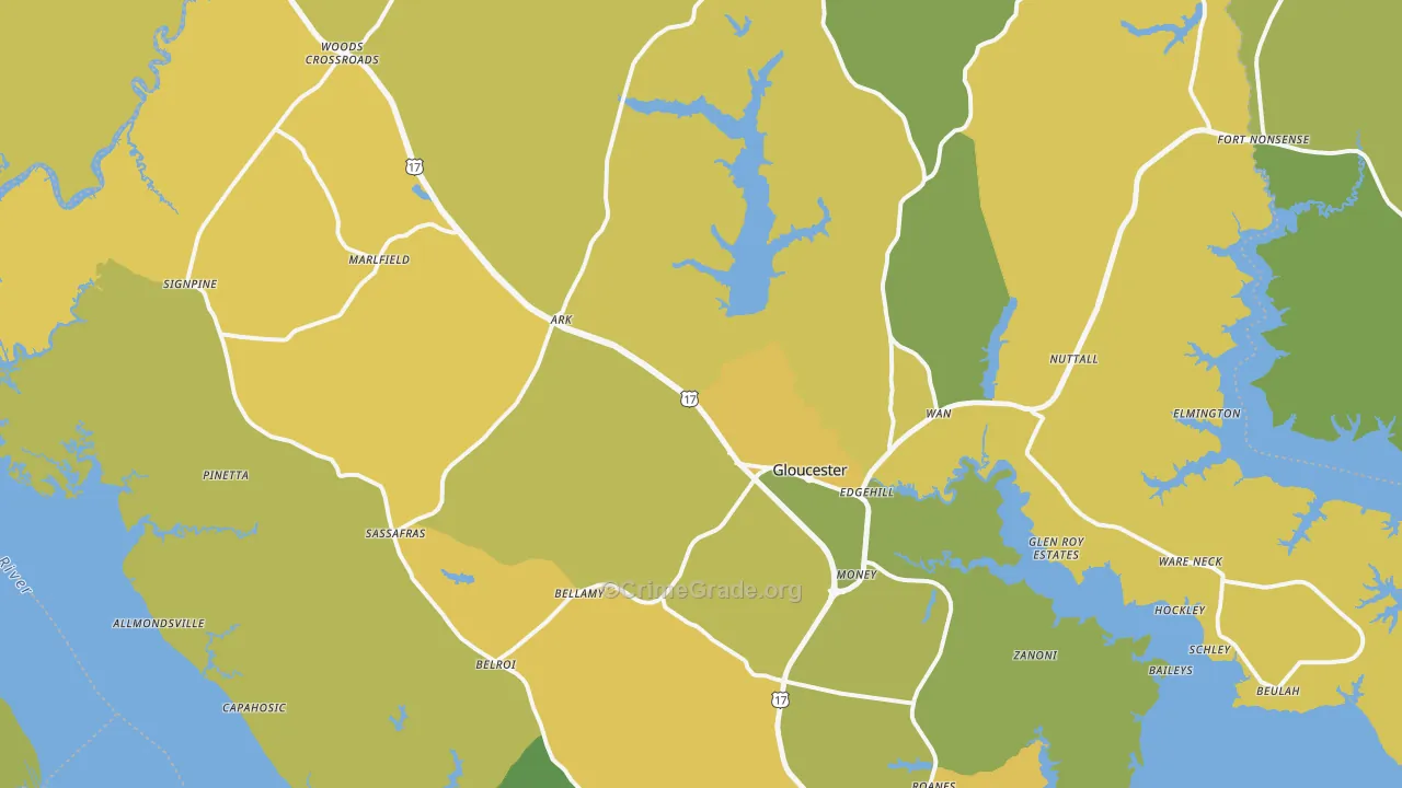 23061, VA Map of Vehicle Theft Rates