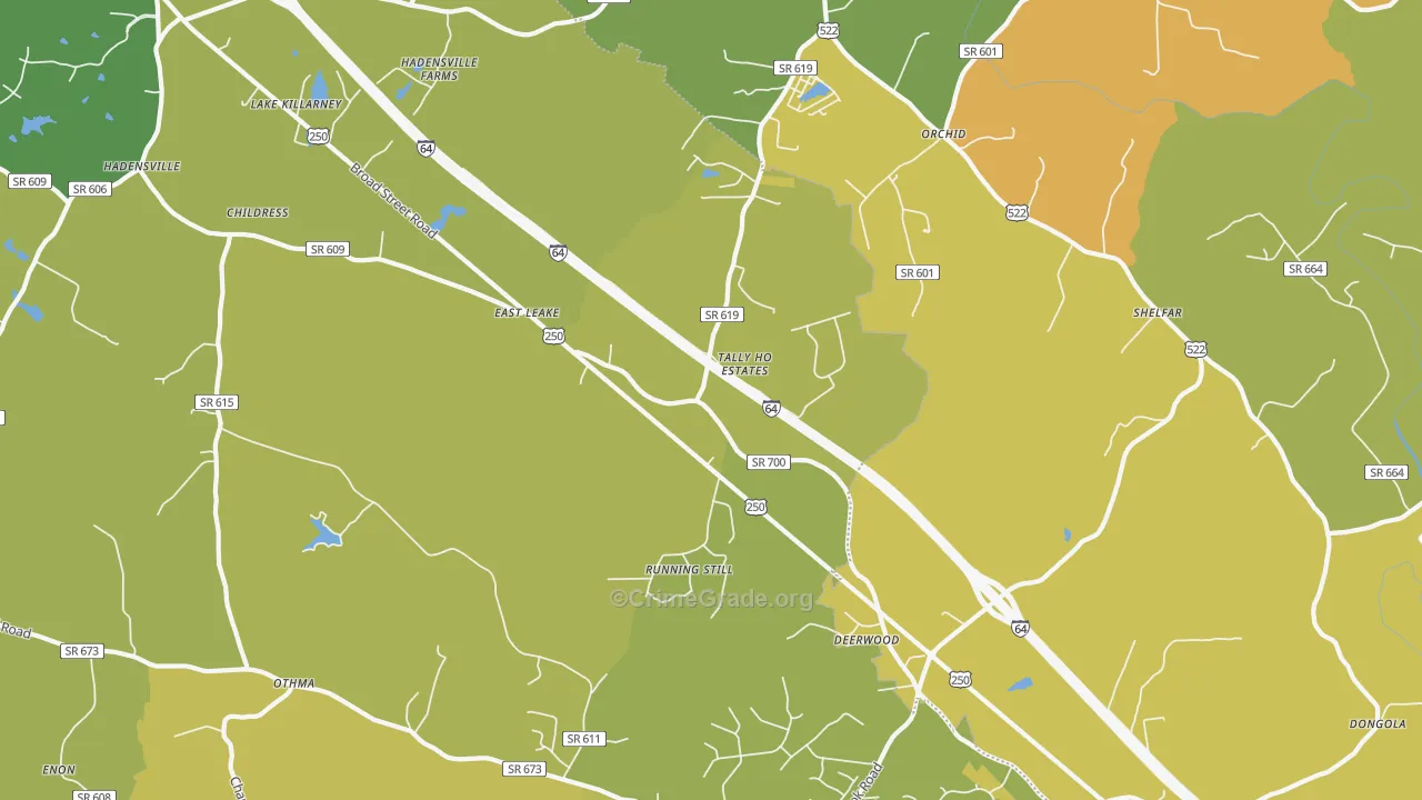 23065, VA Map of Vehicle Theft Rates