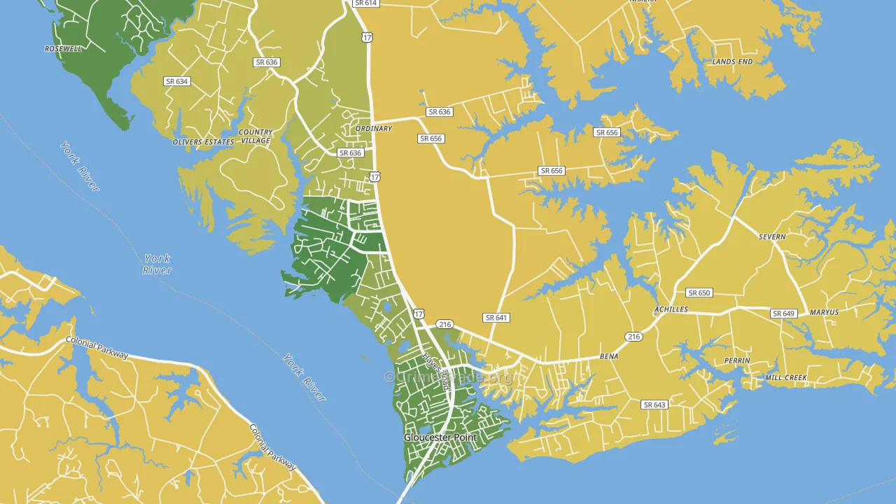 23072, VA Map of Vehicle Theft Rates