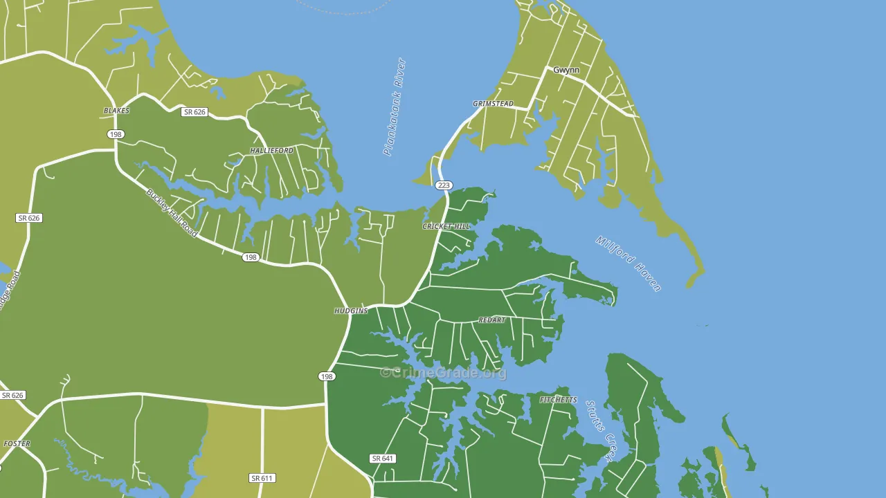 23076, VA Map of Vehicle Theft Rates