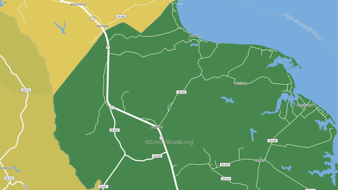 23079, VA Map of Vehicle Theft Rates