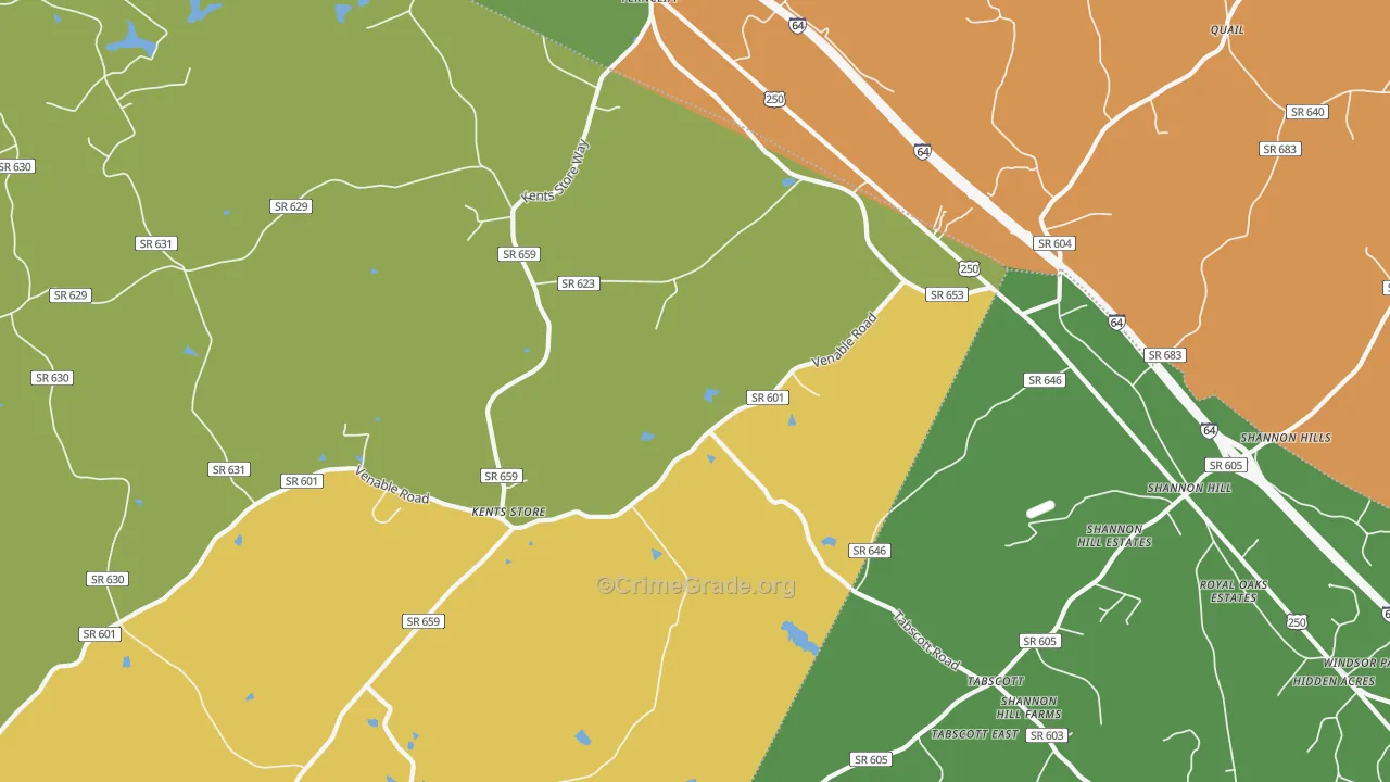 23084, VA Map of Vehicle Theft Rates
