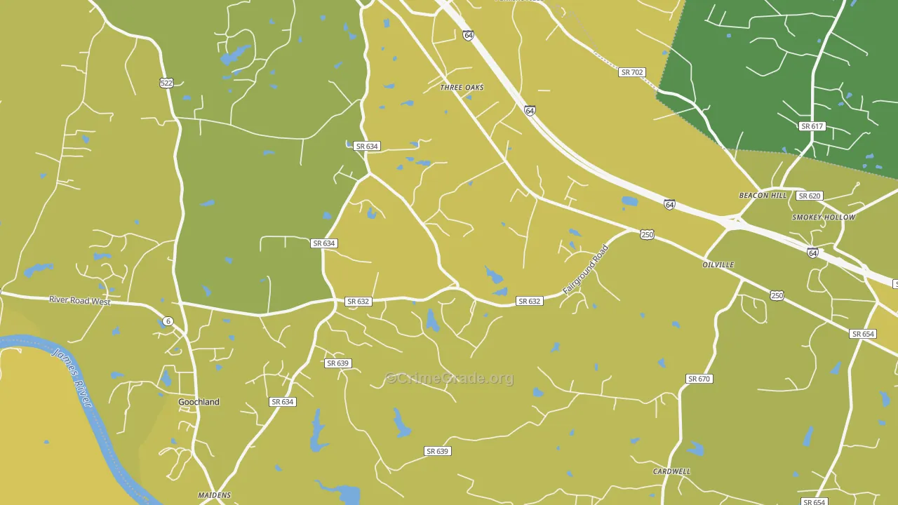 23102, VA Map of Vehicle Theft Rates