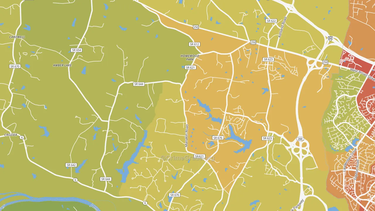 23103, VA Map of Vehicle Theft Rates