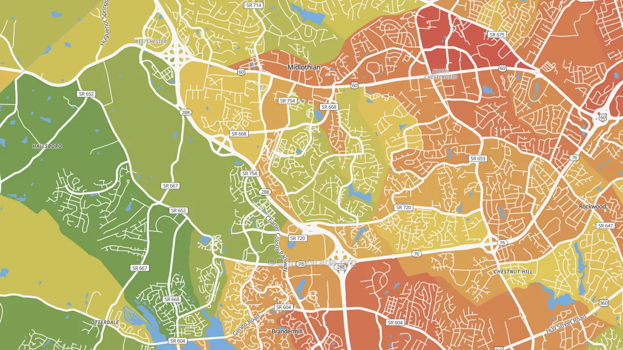 23114, VA Map of Vehicle Theft Rates