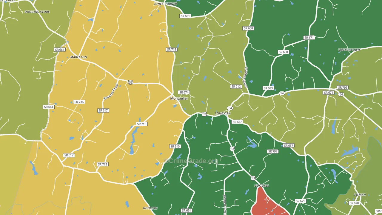 23192, VA Map of Vehicle Theft Rates