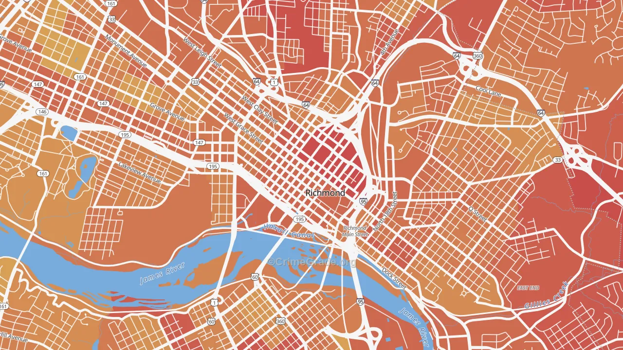 23219, VA Map of Vehicle Theft Rates