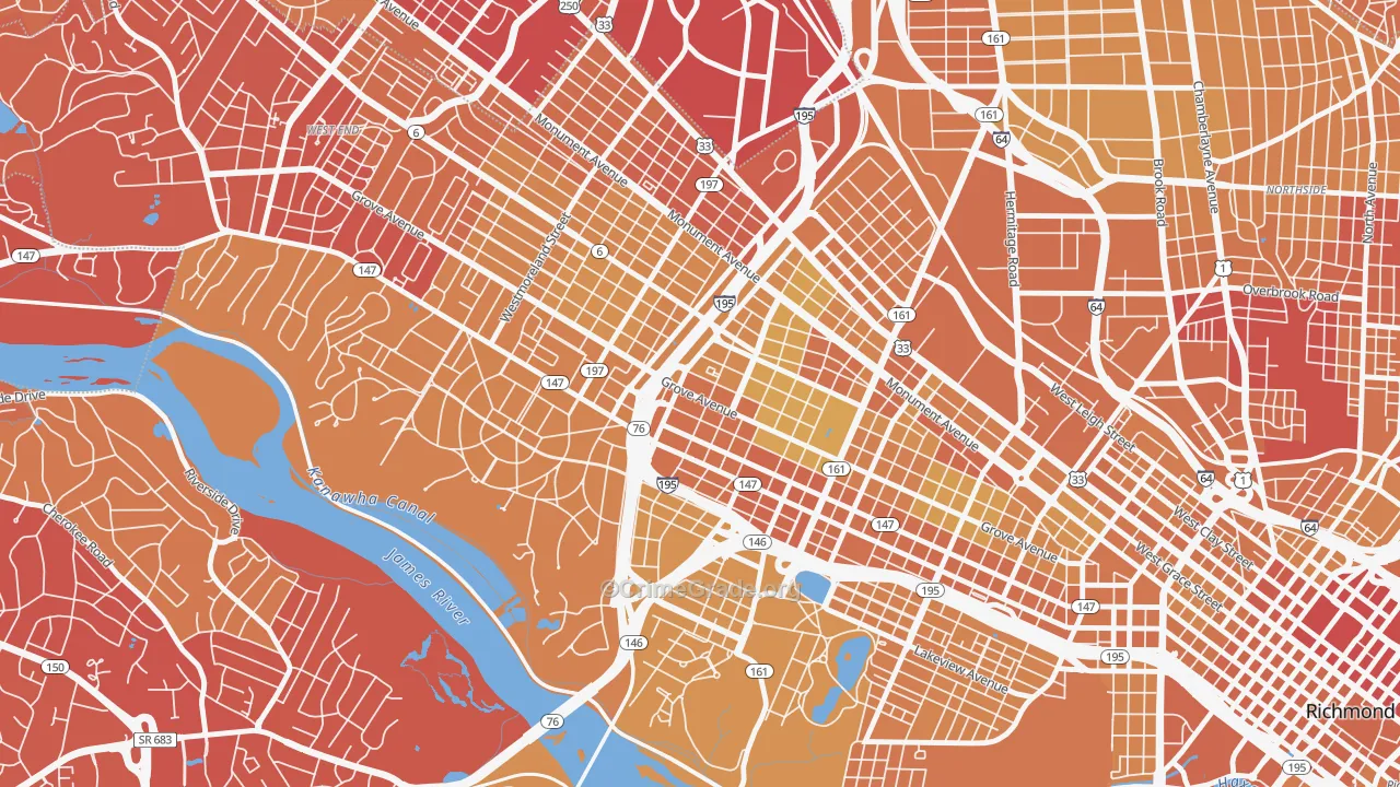 23221, VA Map of Vehicle Theft Rates