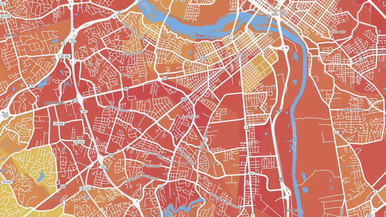23224, VA Map of Vehicle Theft Rates