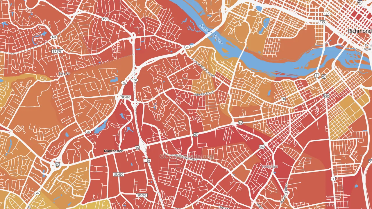 23225, VA Map of Vehicle Theft Rates