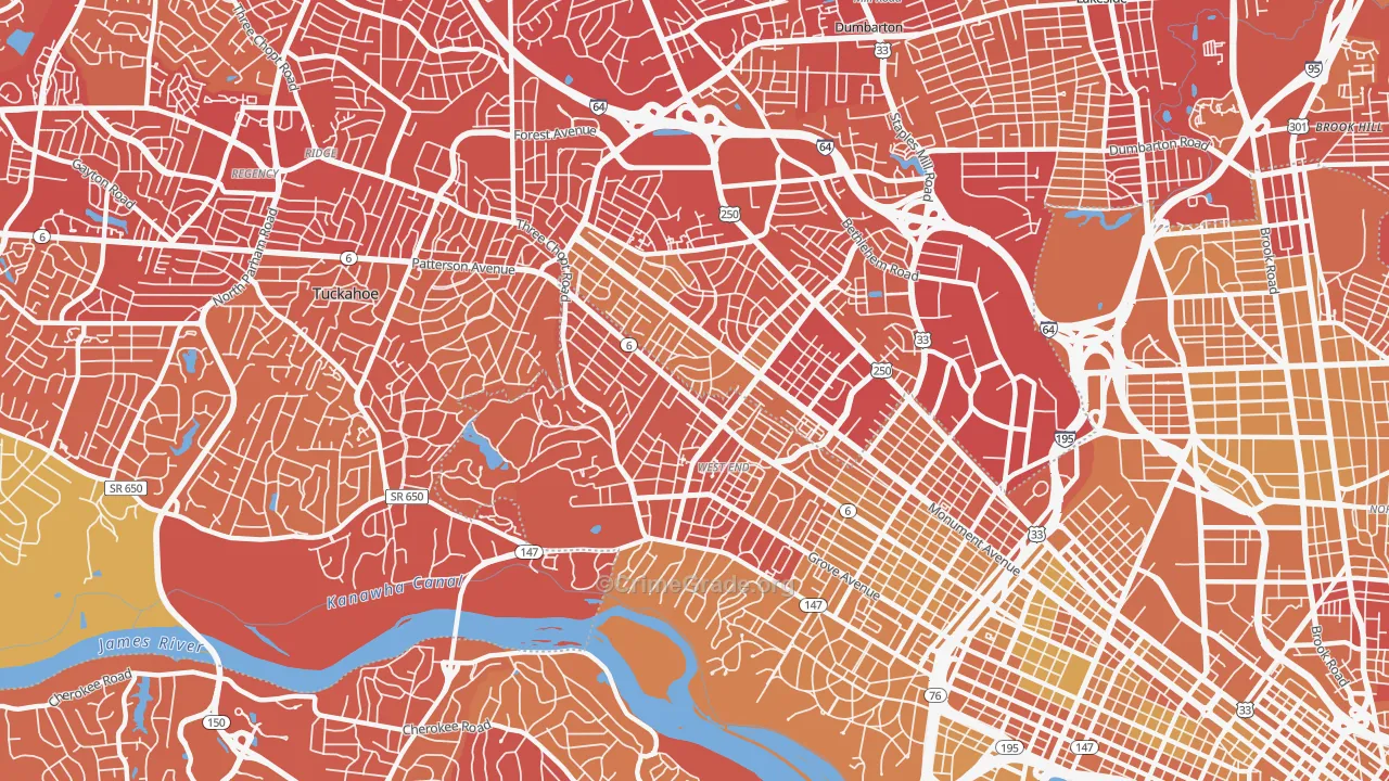23226, VA Map of Vehicle Theft Rates