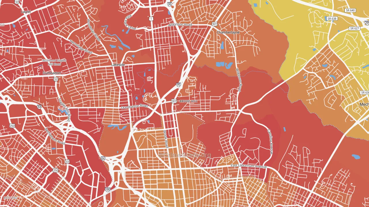 23227, VA Map of Vehicle Theft Rates