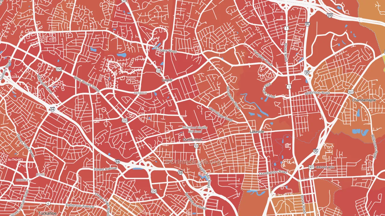 23228, VA Map of Vehicle Theft Rates