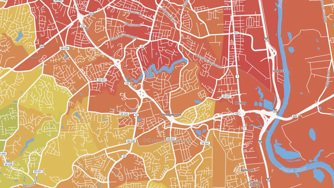 23234, VA Map of Vehicle Theft Rates