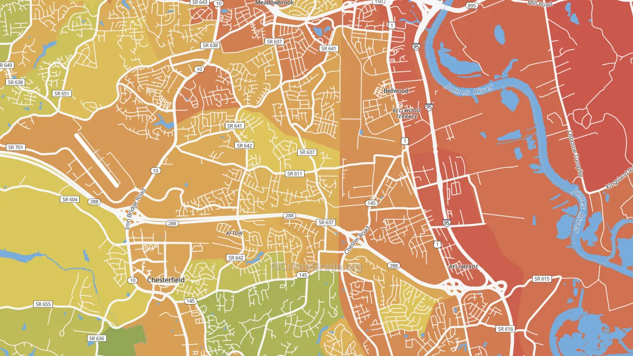 23237, VA Map of Vehicle Theft Rates