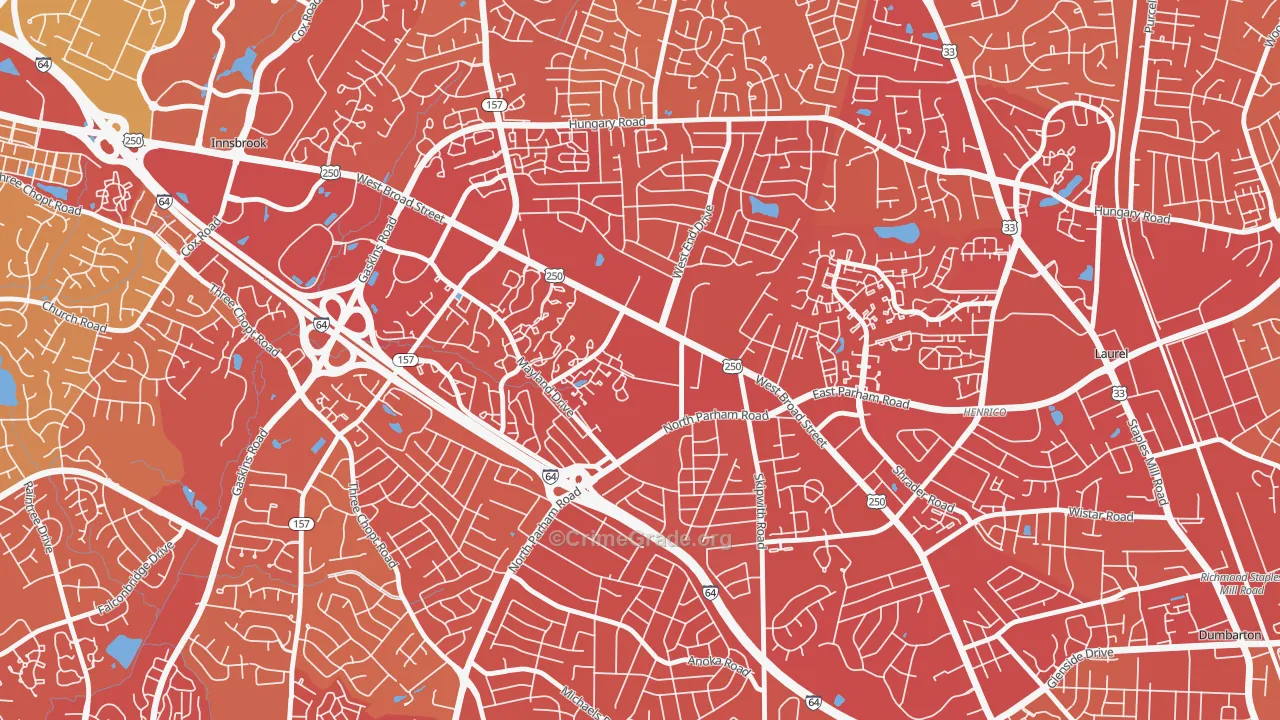 23294, VA Map of Vehicle Theft Rates