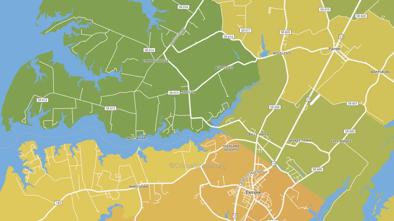 23306, VA Map of Vehicle Theft Rates