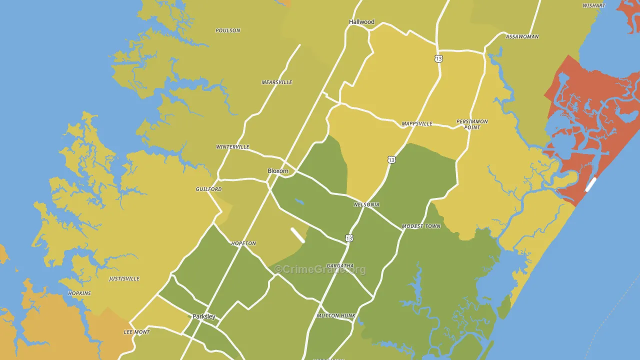 23308, VA Map of Vehicle Theft Rates