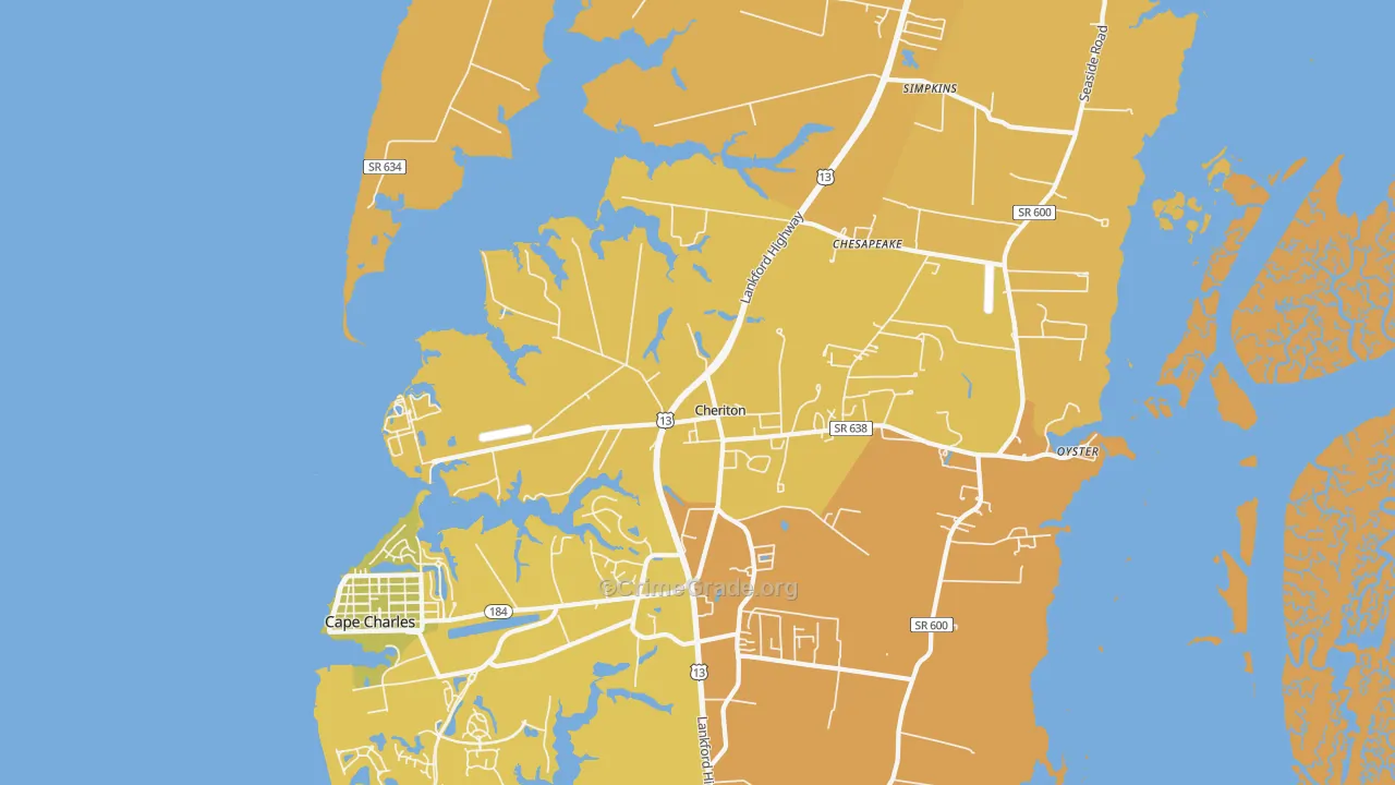 23316, VA Map of Vehicle Theft Rates