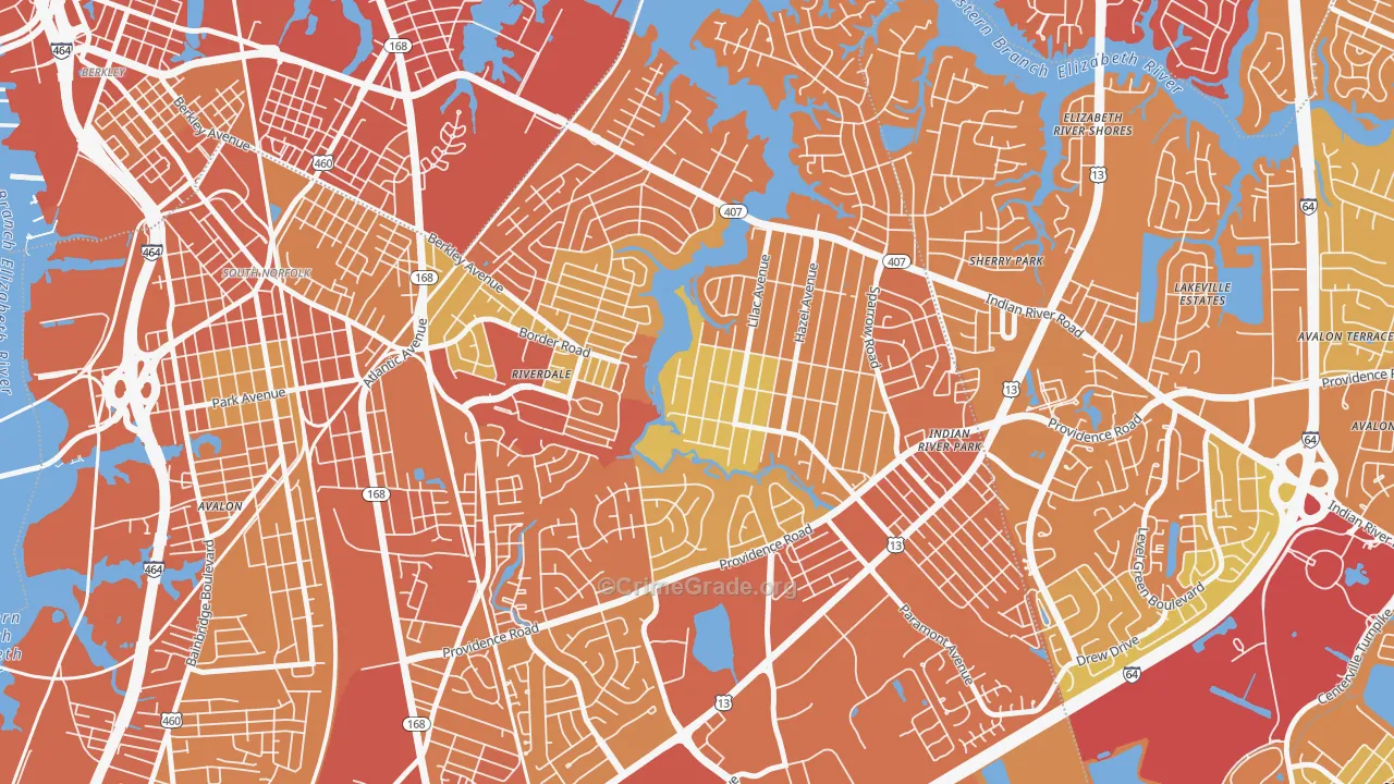 23325, VA Map of Vehicle Theft Rates