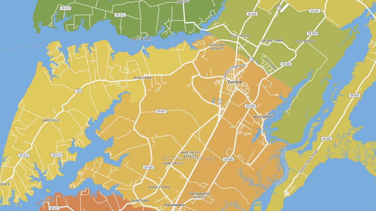 23350, VA Map of Vehicle Theft Rates