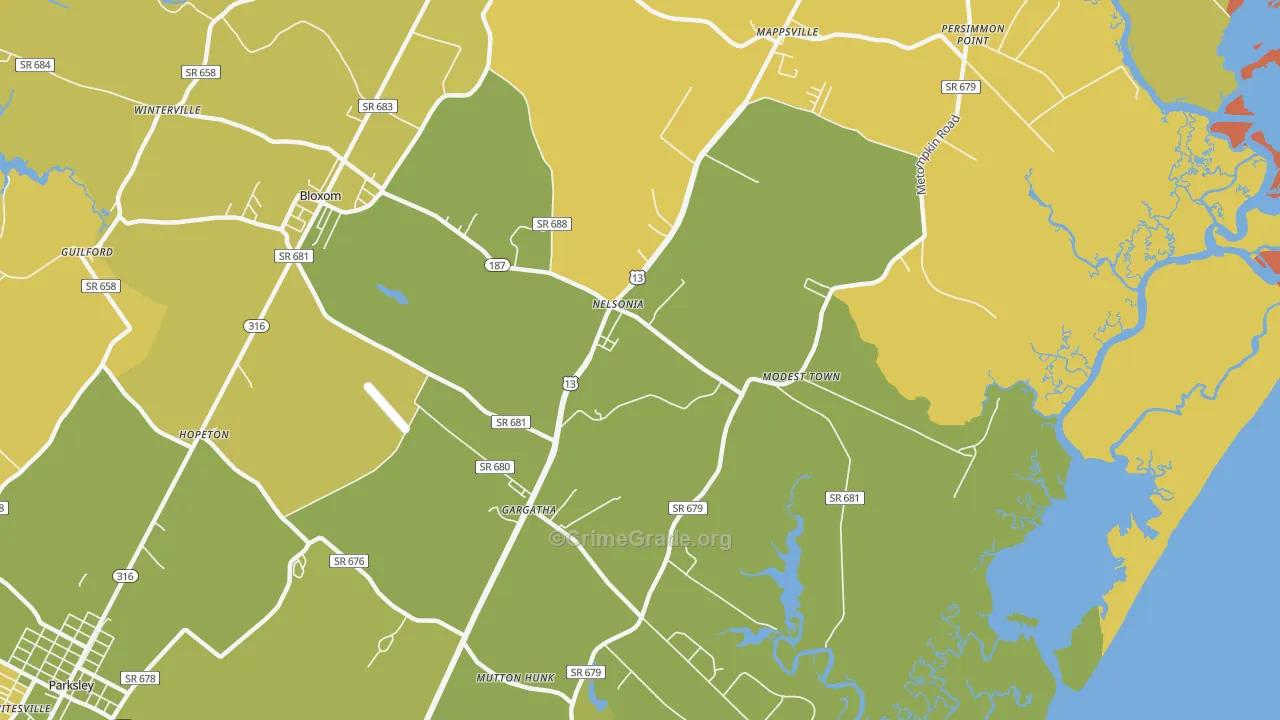 23414, VA Map of Vehicle Theft Rates