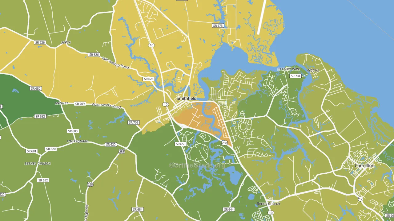 23430, VA Map of Vehicle Theft Rates