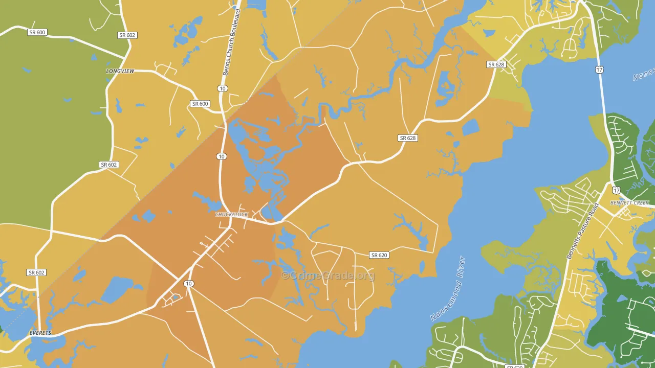 23432, VA Map of Vehicle Theft Rates