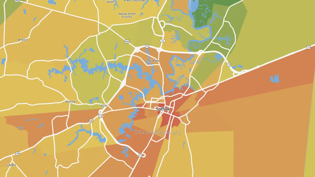23434, VA Map of Vehicle Theft Rates