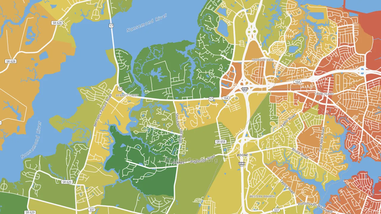 23435, VA Map of Vehicle Theft Rates