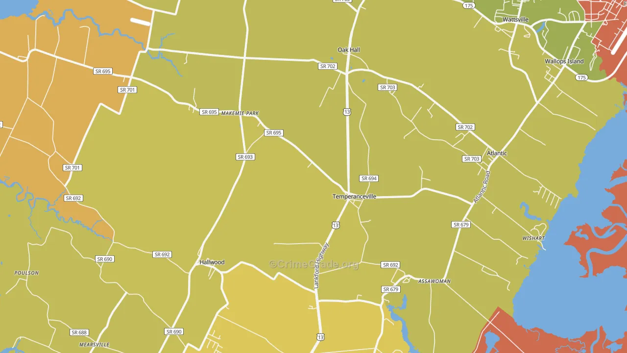 23442, VA Map of Vehicle Theft Rates