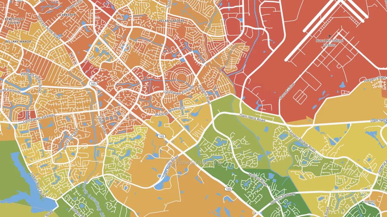 23453, VA Map of Vehicle Theft Rates