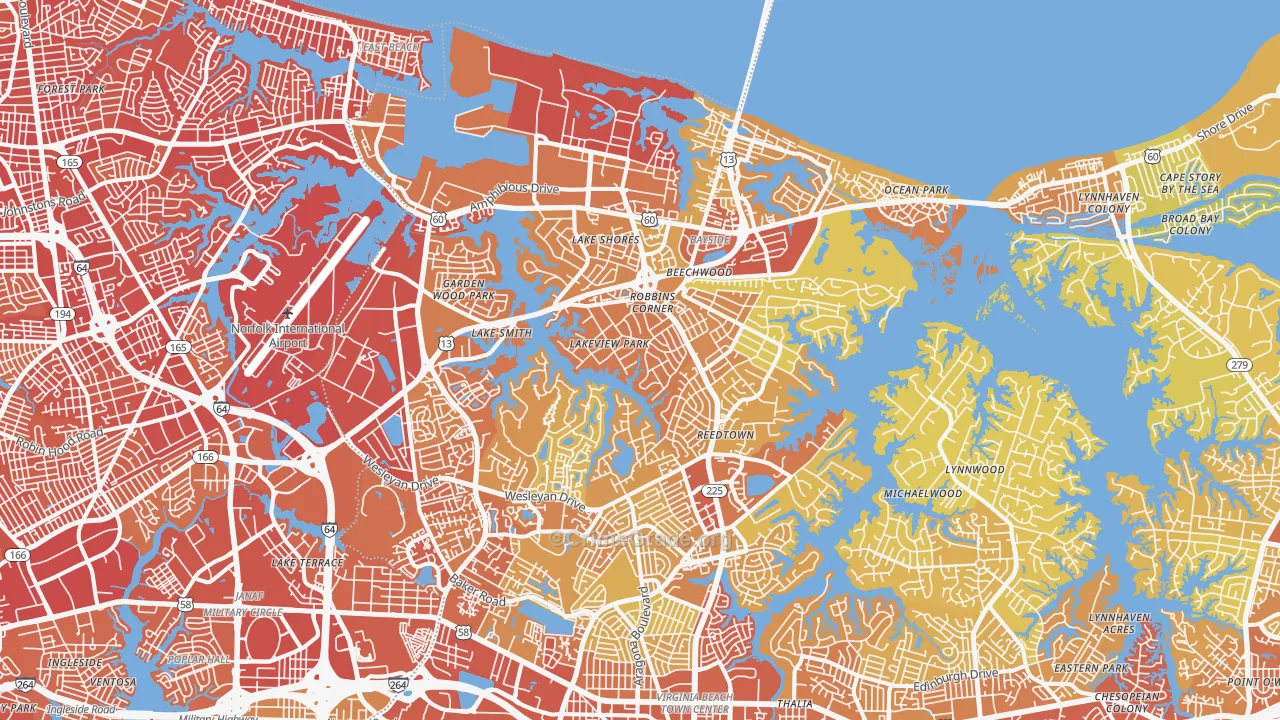 23455, VA Map of Vehicle Theft Rates