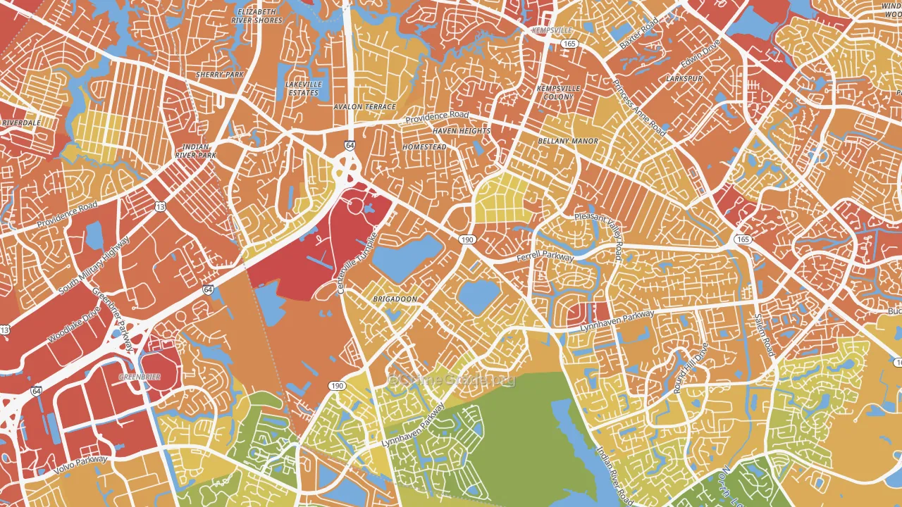 23464, VA Map of Vehicle Theft Rates
