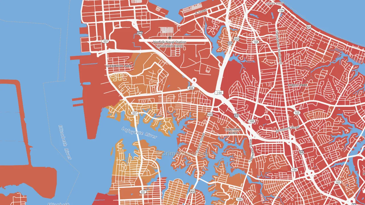 23505, VA Map of Vehicle Theft Rates