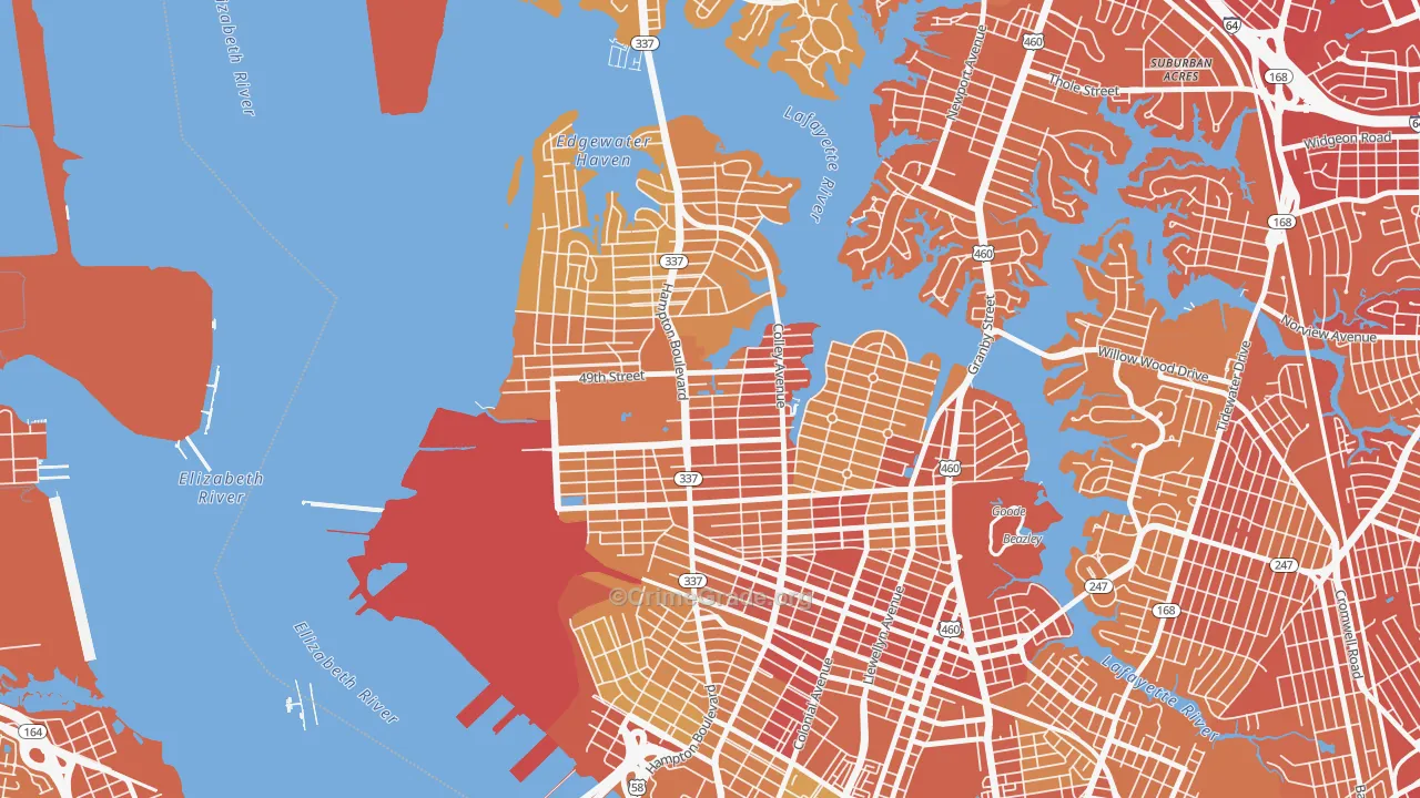 23508, VA Map of Vehicle Theft Rates