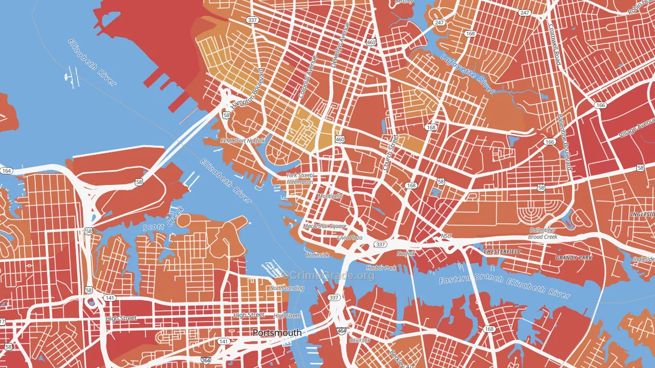 23510, VA Map of Vehicle Theft Rates