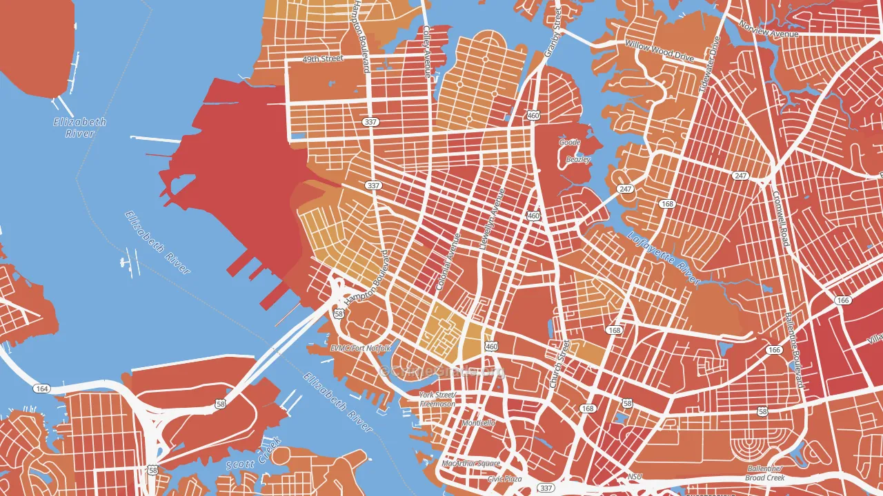 23517, VA Map of Vehicle Theft Rates